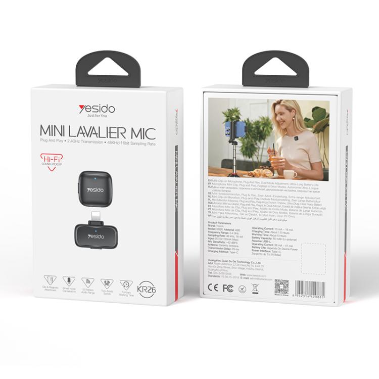 Yesido KR26 Standard Noise Reduction Wireless Lavalier Microphone with 8 Pin Receiver