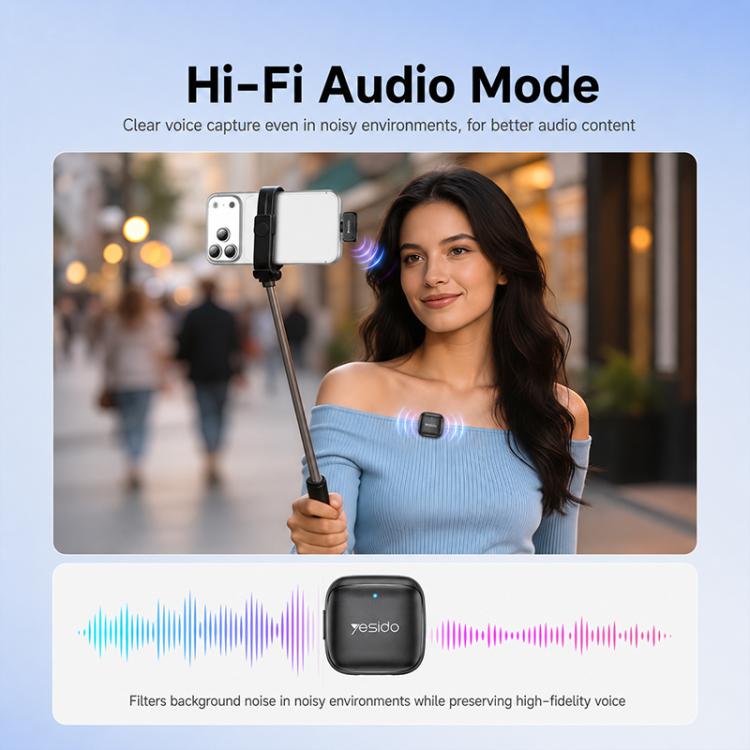 Yesido KR26 Standard Noise Reduction Wireless Lavalier Microphone with 8 Pin Receiver
