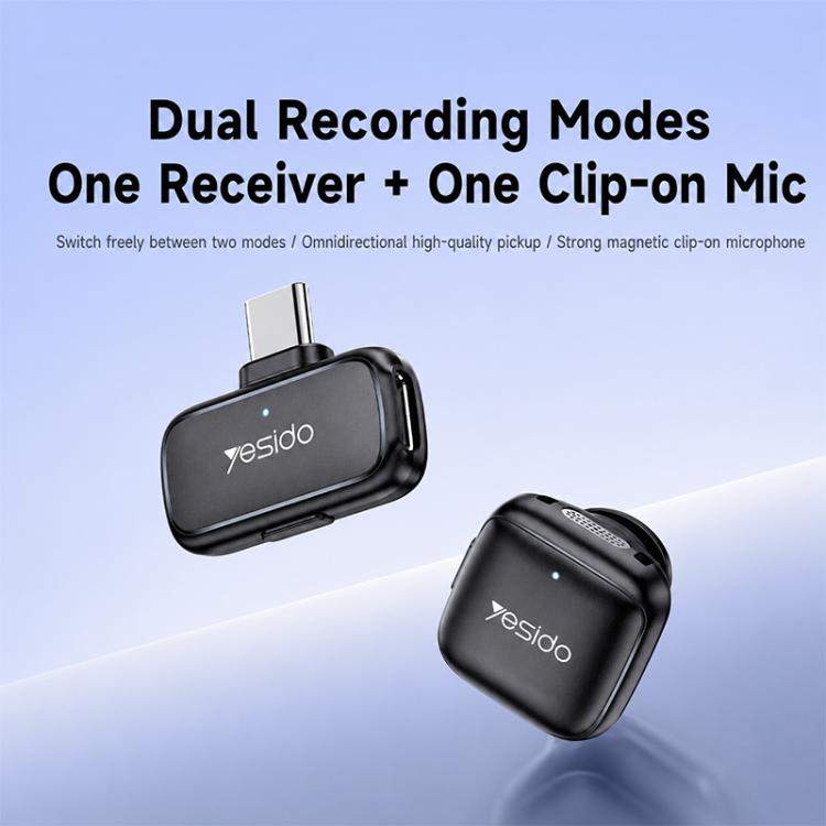 Yesido KR27 Standard Noise Reduction Wireless Lavalier Microphone with Type-C Receiver