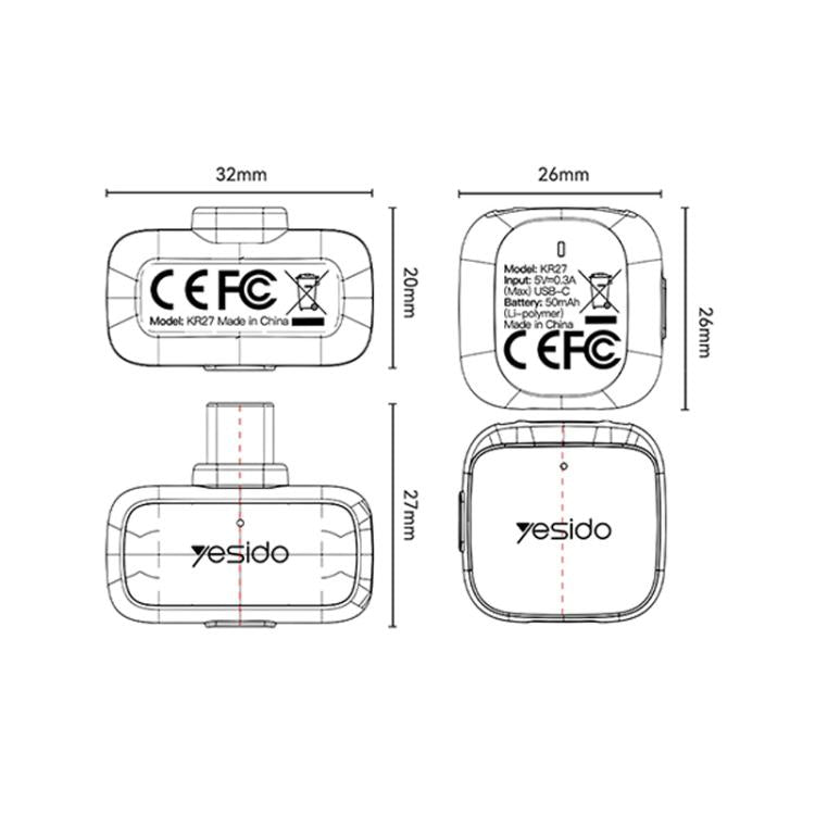 Yesido KR27 Standard Noise Reduction Wireless Lavalier Microphone with Type-C Receiver