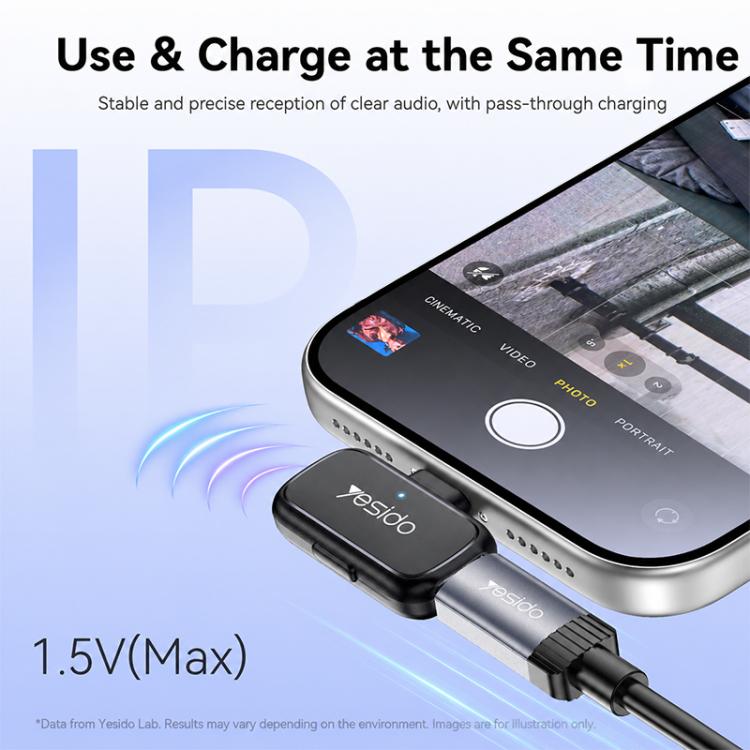 Yesido KR27 Standard Noise Reduction Wireless Lavalier Microphone with Type-C Receiver