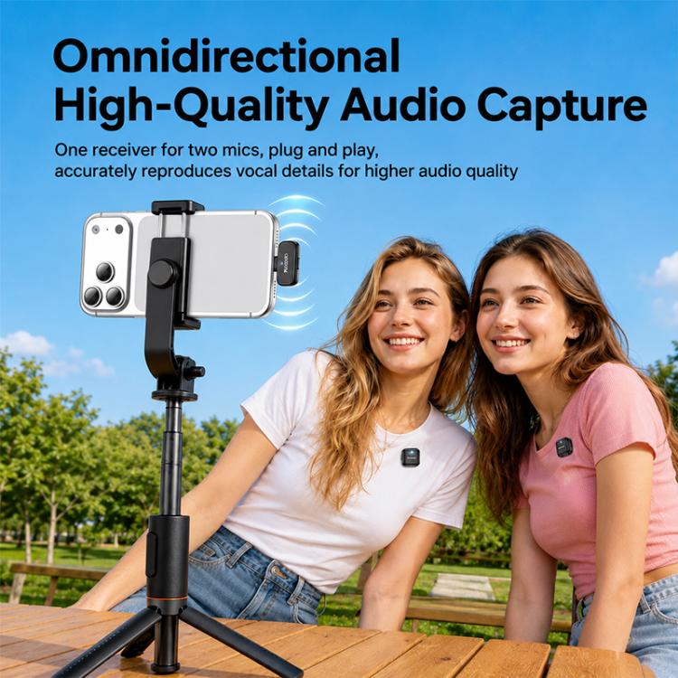 Yesido KR28 1 to 2 Standard Noise Reduction Wireless Lavalier Microphone with 8 Pin Receiver