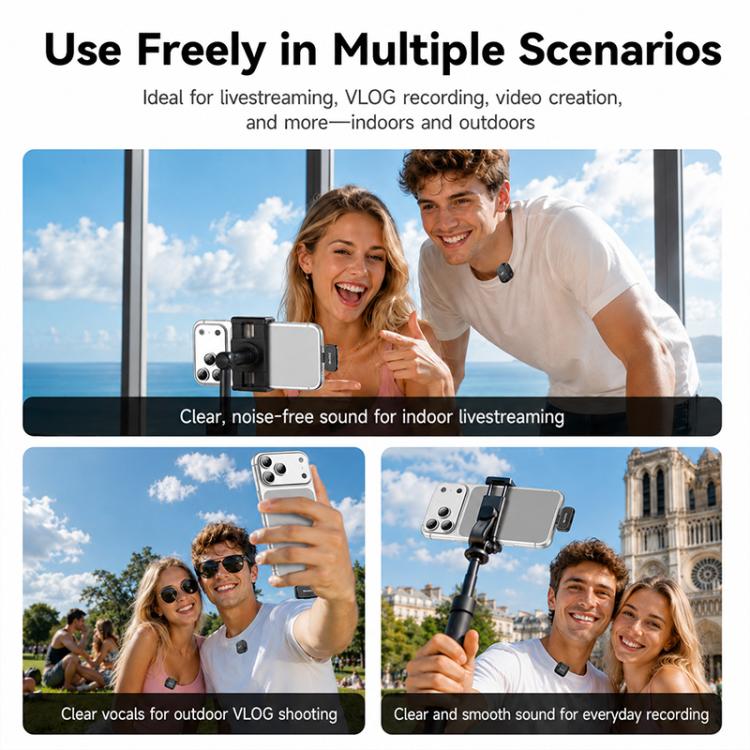 Yesido KR29 1 to 2 Standard Noise Reduction Wireless Lavalier Microphone with Type-C Receiver