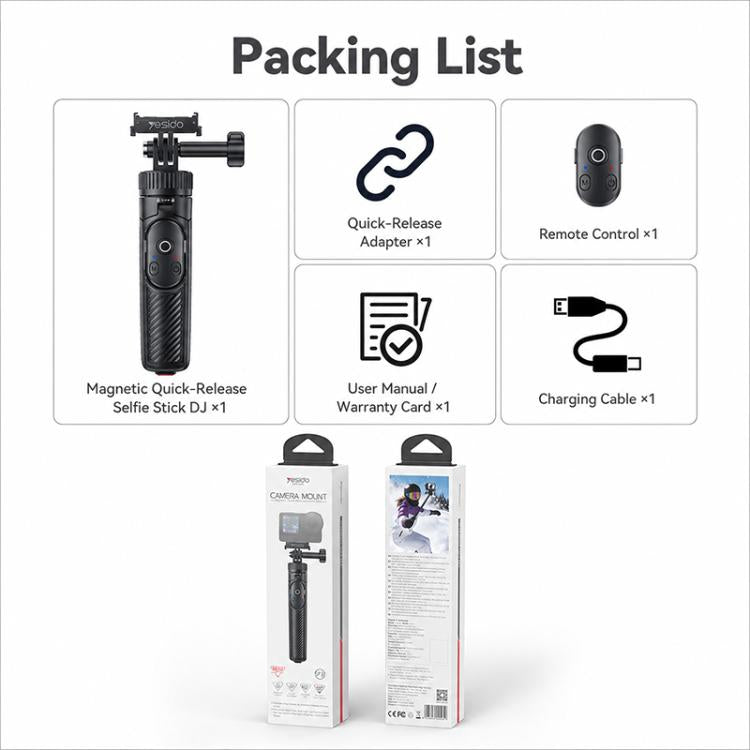 Yesido SF37 Portable 2 in 1 Magnetic Quick Release Selfie Stick DJ, SF37