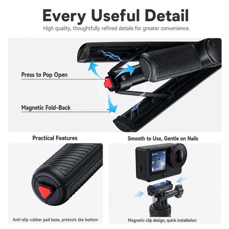 Yesido SF37 Portable 2 in 1 Magnetic Quick Release Selfie Stick DJ, SF37