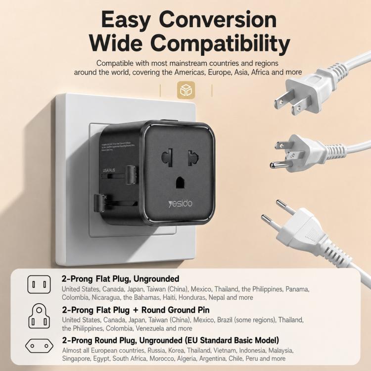 Yesido MC46 Portable Universal Travel Adapter, MC46