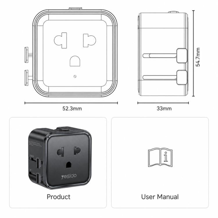 Yesido MC46 Portable Universal Travel Adapter, MC46