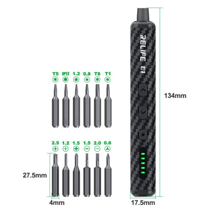 RELIFE E1 Powerful Carbon Fiber Electric Screwdriver Set
