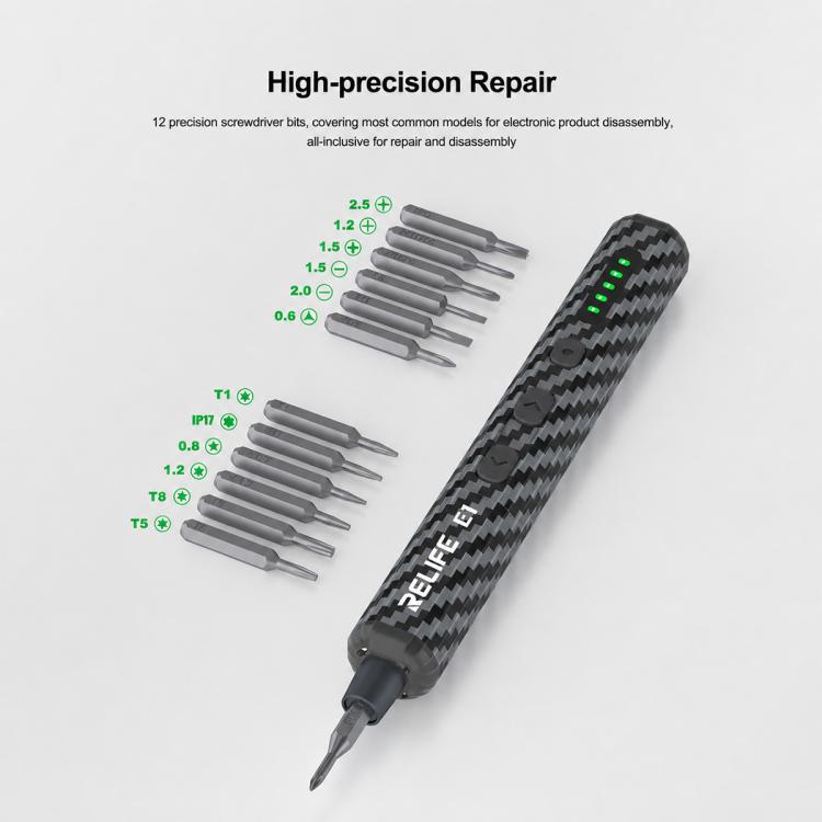 RELIFE E1 Powerful Carbon Fiber Electric Screwdriver Set