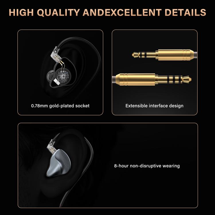 W048 Knowles Balanced Armature Dual-Pin Replaceable Cable In-Ear HiFi Wired Earphone, W048(Grey)