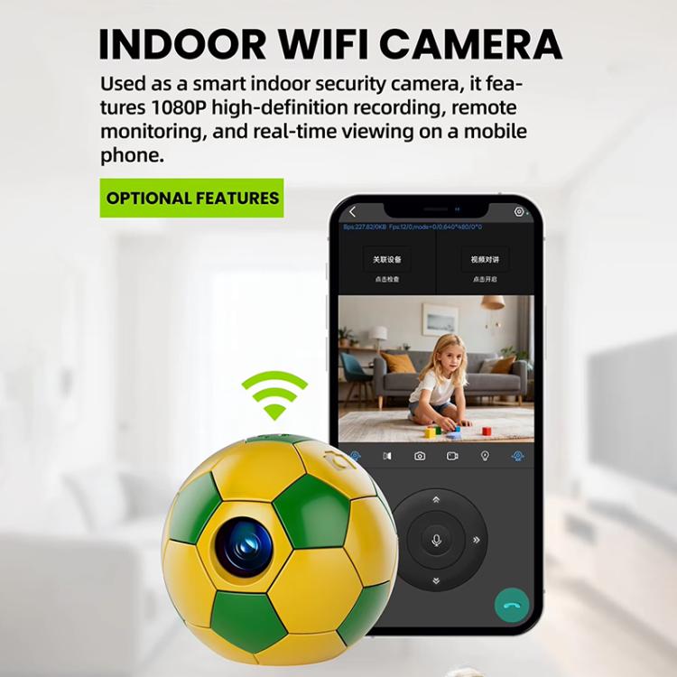 Q8 Pro 1080P HD Creative Football Design Mini WiFi Connected Thumb Camera