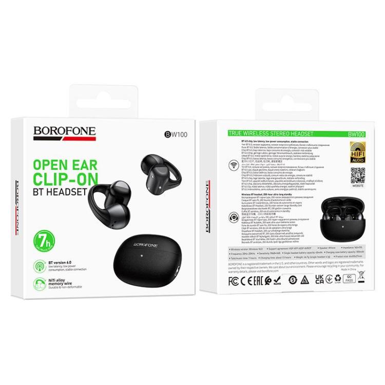Borofone BW100 Sunshine Clip-on True Wireless BT Headset, BW100