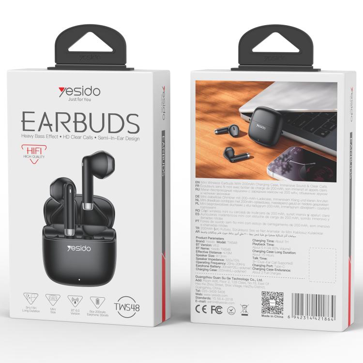 Yesido TWS48 Semi-in-ear TWS Bluetooth Earphone, TWS48