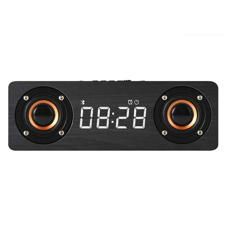 M5C Subwoofer Wooden Clock Bluetooth 4.2 Speaker, Support TF Card & 3.5mm AUX & FM Radio