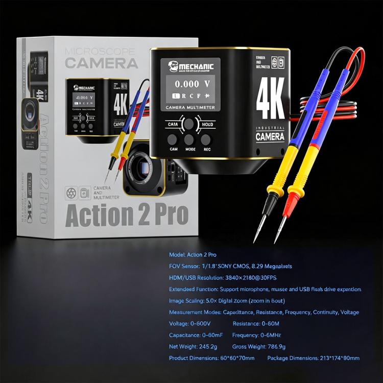 MECHANIC Action 2 Pro 4K HD Industrial Microscope Camera Supports Multimeter Measurement