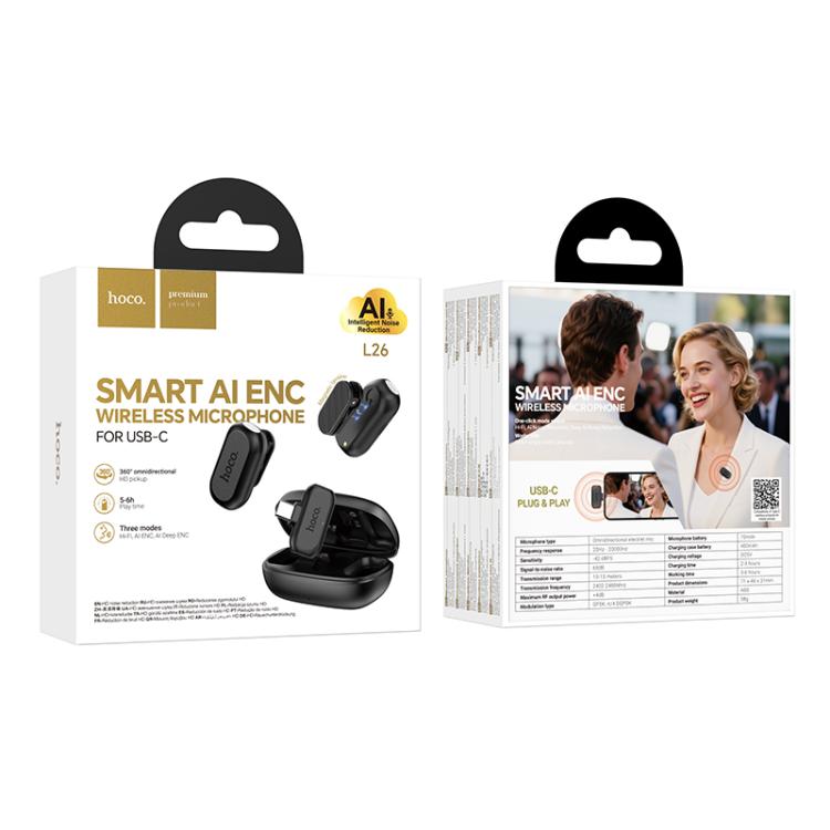 hoco L26 Type-C SmartMic AI Noise Reduction Wireless Microphone