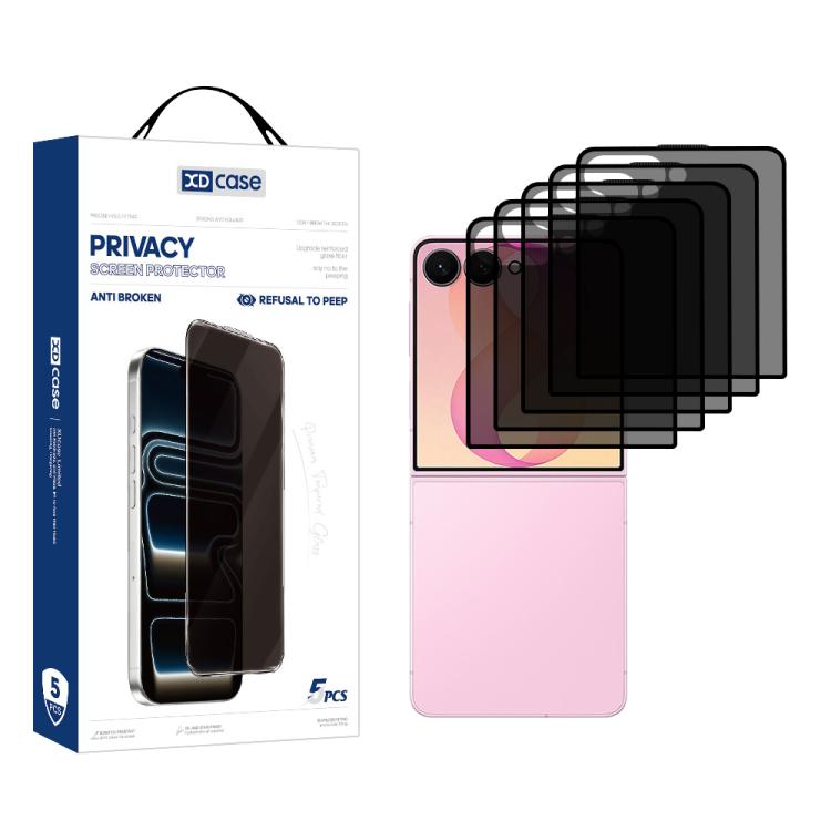 XDcase 5 PCS/Pack Silk Screen Printed Anti-Peep Tempered Glass Screen Protector, For Galaxy Z Fold8 5G Outer Screen, For Galaxy Z Fold8 Ultra 5G Outer Screen, For Galaxy Z Flip8 5G Outer Screen, For Galaxy Z Flip7 5G Outer Screen