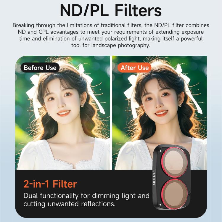 For DJI Osmo Pocket 4P Sunnylife Camera Lens Filter, MCUV, CPL, ND8, ND16, ND32, ND64, ND8/PL, ND16/PL, ND32/PL, ND64/PL, Black Mist 1/4, 3 in 1 Shadow Filter Set, 3 in 1 Mixed Filter Set, 4 in 1 ND/PL Set, 4 in 1 ND Set, 4 in 1 Mixed Filter Set       ...