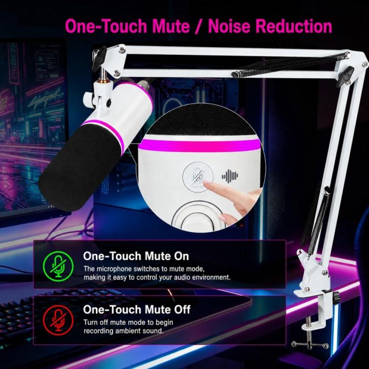 XTUGA GV6 Condenser RGB Gaming Desktop Microphone for Live Streaming and Recording, GV6