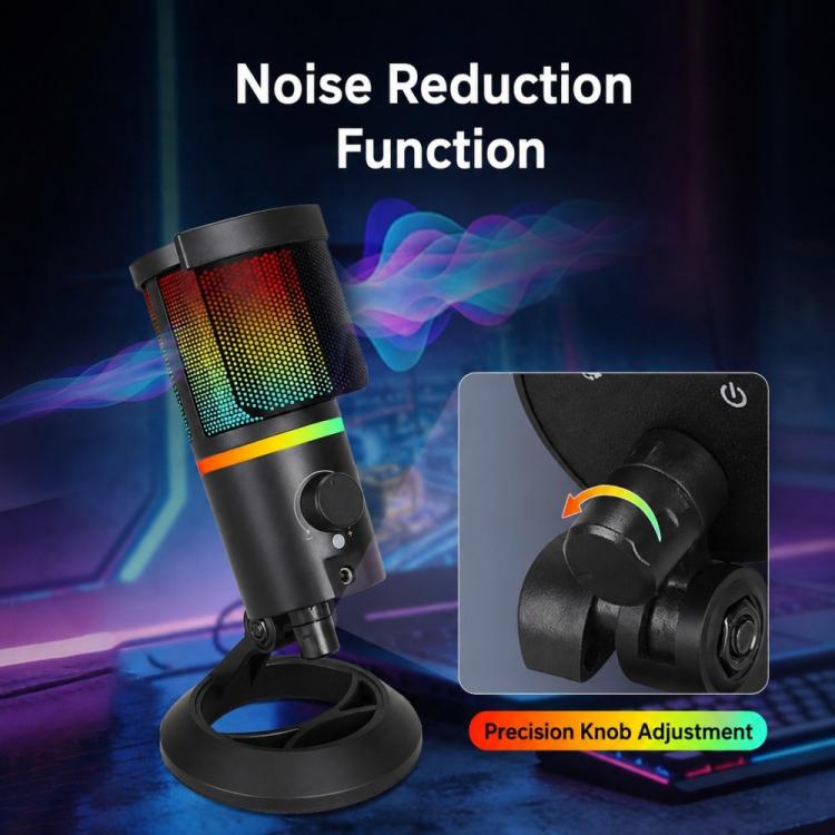XTUGA GB2066 Portable Design RGB Lighting Condenser Desktop Microphone, GB2066