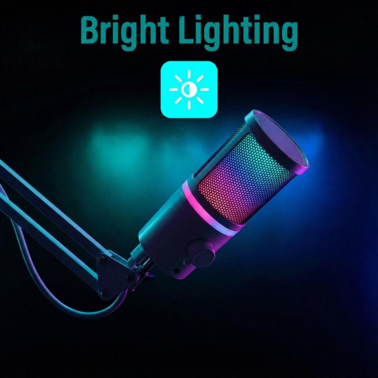 XTUGA GB2066 Portable Design RGB Lighting Condenser Desktop Microphone, GB2066