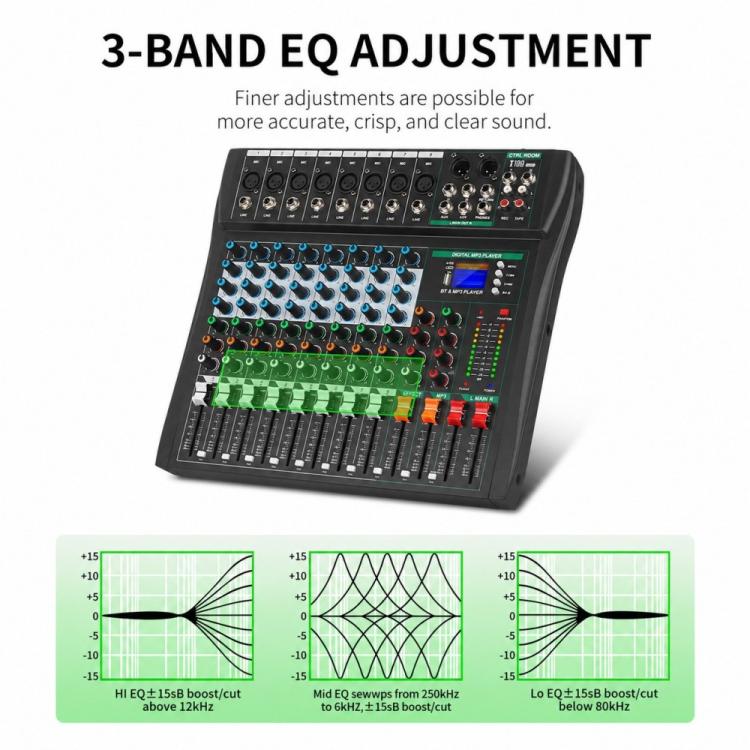 XTUGA CT80 8-Channel Professional Audio Mixer DJ Console, CT80