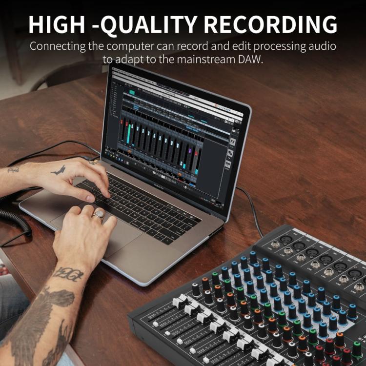 XTUGA CT80 8-Channel Professional Audio Mixer DJ Console, CT80