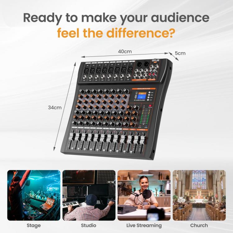 XTUGA GP80 8-Channel Professional Analog Mixer, GP80