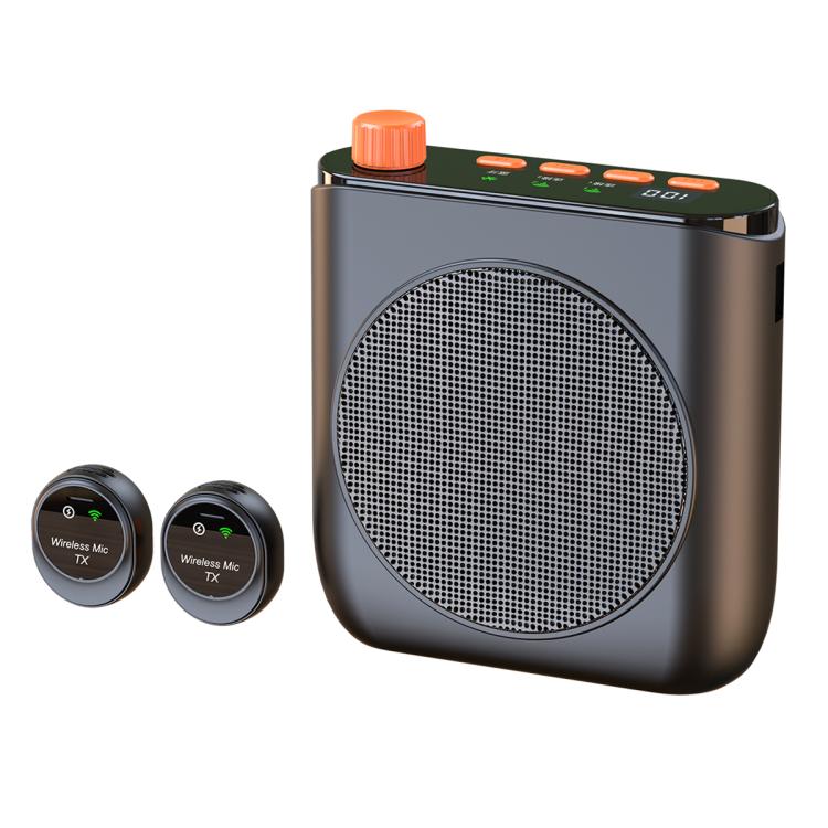J98 Dual Mic Portable Wireless Lavalier Waistband Microphone Teaching Voice Amplifier, J98