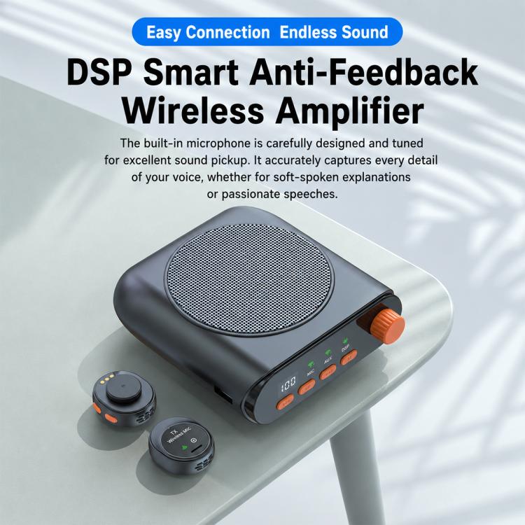 J98 Dual Mic Portable Wireless Lavalier Waistband Microphone Teaching Voice Amplifier, J98