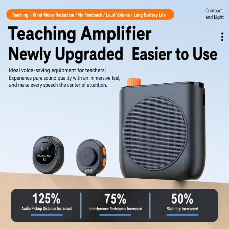 J98 Dual Mic Portable Wireless Lavalier Waistband Microphone Teaching Voice Amplifier, J98