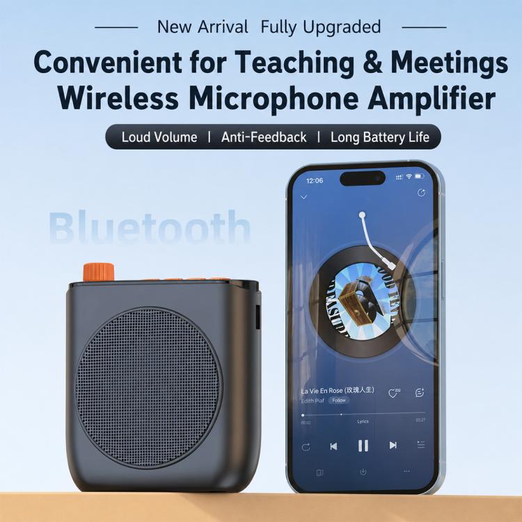 J98 Dual Mic Portable Wireless Lavalier Waistband Microphone Teaching Voice Amplifier, J98