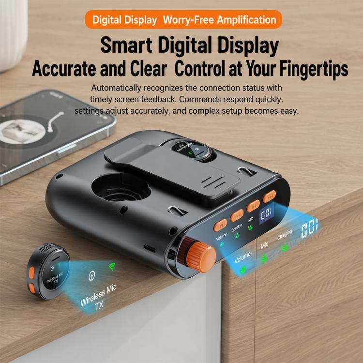 J98 Dual Mic Portable Wireless Lavalier Waistband Microphone Teaching Voice Amplifier, J98