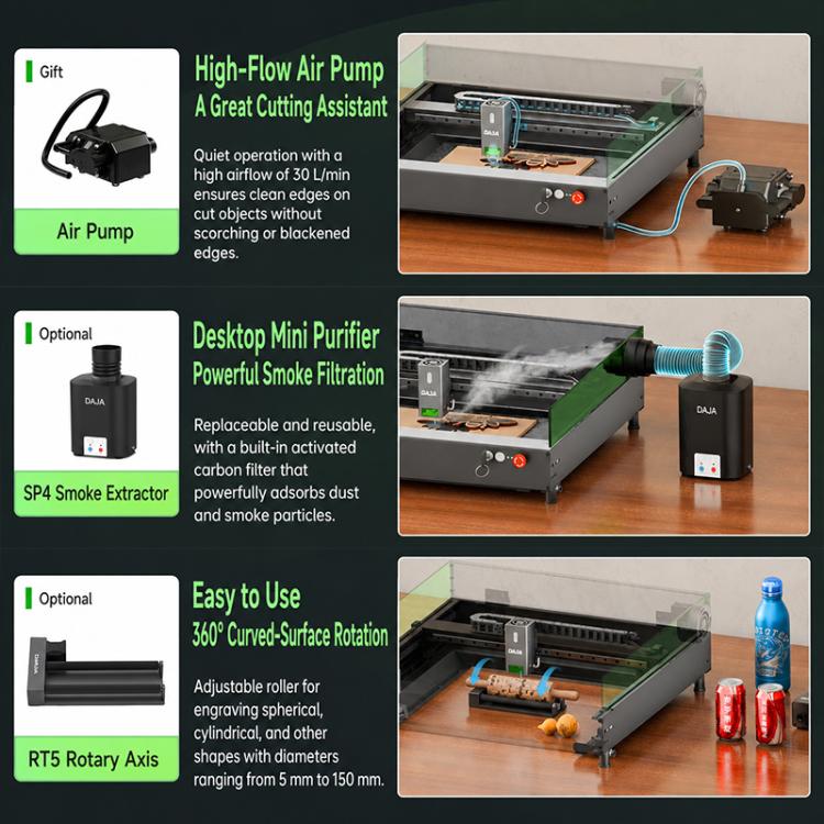 DAJA A8 20W Enclosed Laser Engraving Machine, Host, Host With 1W Laser Head