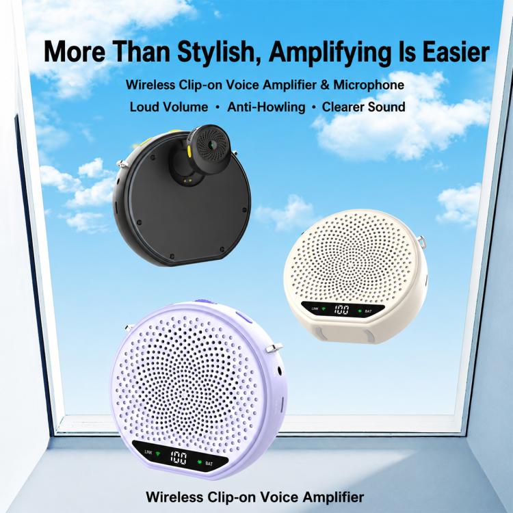 M28 2.5 inch Dual Mic Portable Wireless Lavalier Microphone Teaching Voice Amplifier, M28
