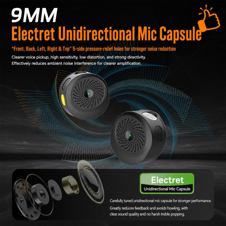 M28 2.5 inch Dual Mic Portable Wireless Lavalier Microphone Teaching Voice Amplifier, M28