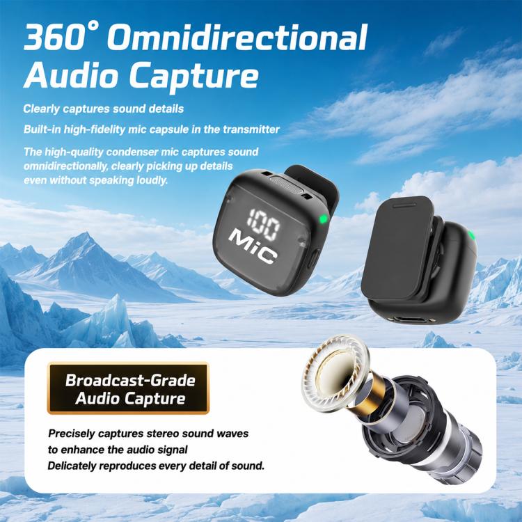 Mic 3 Portable Wireless Lavalier AI Noise Reduction Microphone, 2 in 1 8 Pin Receiver with Charging Dock, 1 in 1 8 Pin Receiver, 2 in 1 Type-C Receiver with Charging Dock, 1 in 1 Type-C Receiver