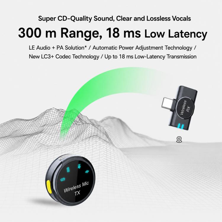S3 2 in 1 Portable Wireless Lavalier Noise Reduction Microphone, Type-C, 8 Pin