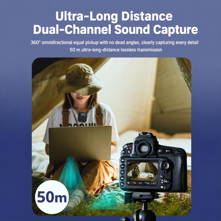 J30 Dual Mic 2 in 1 Wireless Lavalier Noise Reduction Microphone with Two-way Monitoring Function