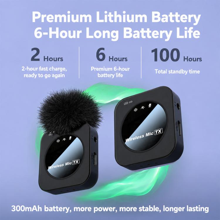 J30 Dual Mic 2 in 1 Wireless Lavalier Noise Reduction Microphone with Two-way Monitoring Function