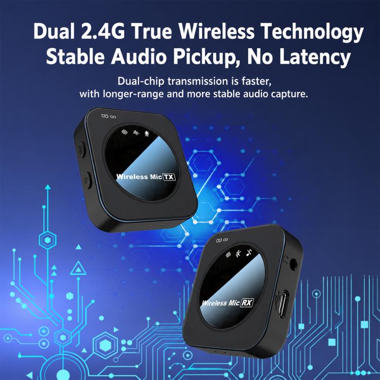 J30 Dual Mic 2 in 1 Wireless Lavalier Noise Reduction Microphone with Two-way Monitoring Function