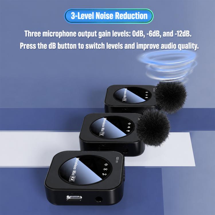 J30 Dual Mic 2 in 1 Wireless Lavalier Noise Reduction Microphone with Two-way Monitoring Function