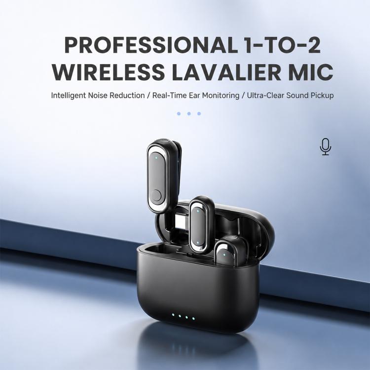 J58 2 in 1 Wireless Lavalier Noise Reduction Microphone with Monitoring Function, Type-C, 8 Pin