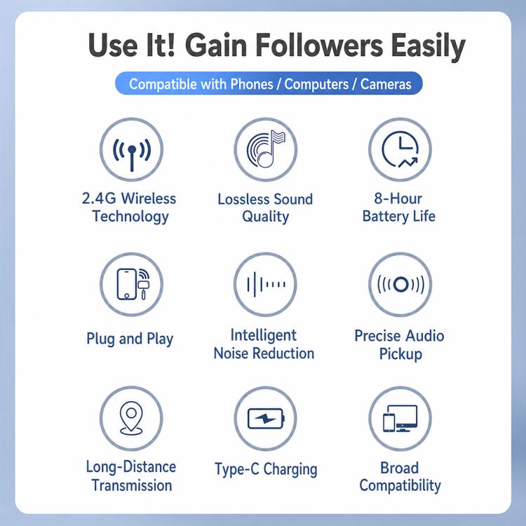 J58 2 in 1 Wireless Lavalier Noise Reduction Microphone with Monitoring Function, Type-C, 8 Pin