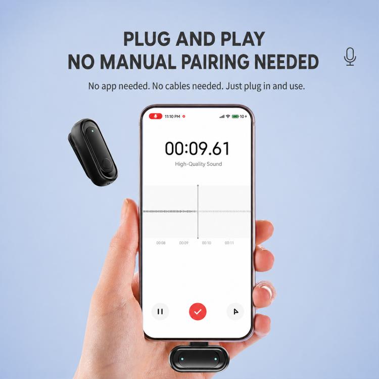 J58 2 in 1 Wireless Lavalier Noise Reduction Microphone with Monitoring Function, Type-C, 8 Pin