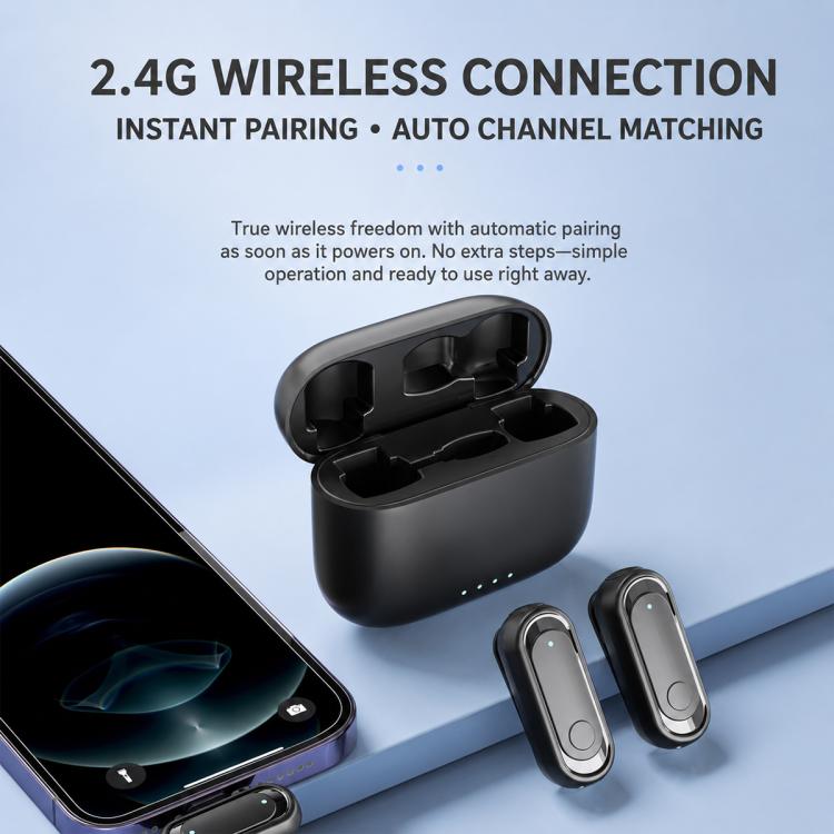 J58 2 in 1 Wireless Lavalier Noise Reduction Microphone with Monitoring Function, Type-C, 8 Pin