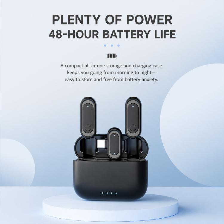J58 2 in 1 Wireless Lavalier Noise Reduction Microphone with Monitoring Function, Type-C, 8 Pin