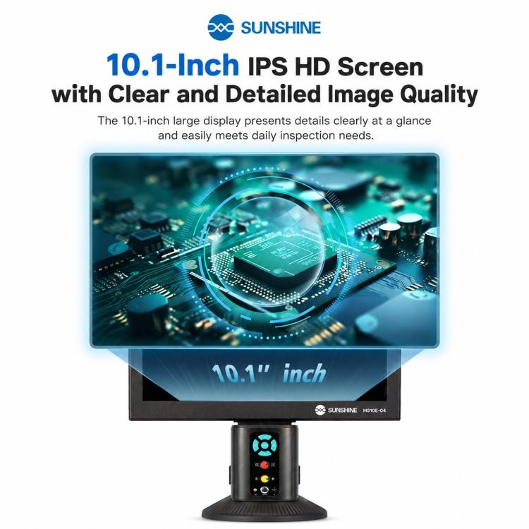 SUNSHINE MS10E-04 4K HD Digital Microscope with Metal Stand Base & 10-inch Large Display, EU Plug, UK Plug