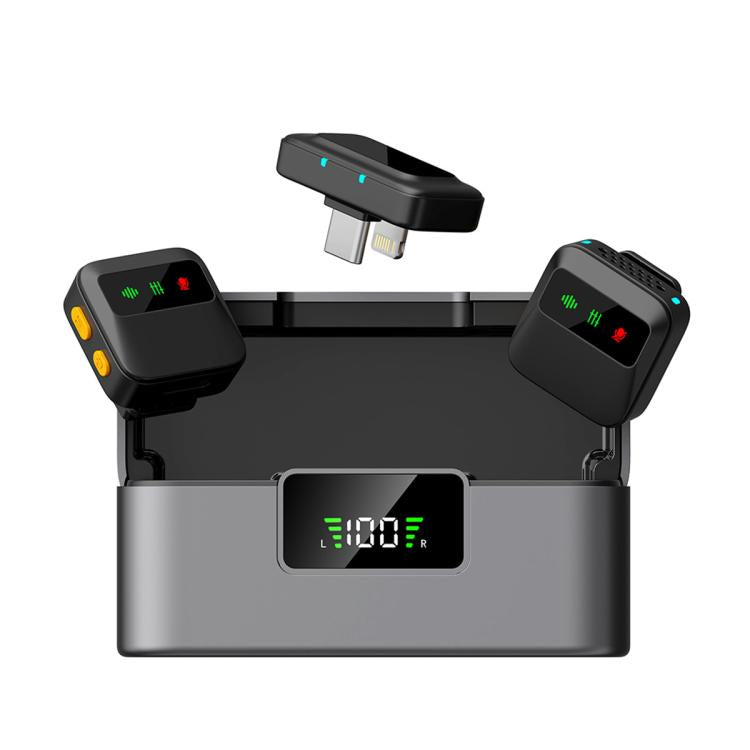 Q19 Wireless Lavalier Noise Reduction Microphone with Monitoring Function, Type-C, 8 Pin, U-shaped Interface, Dual Interface