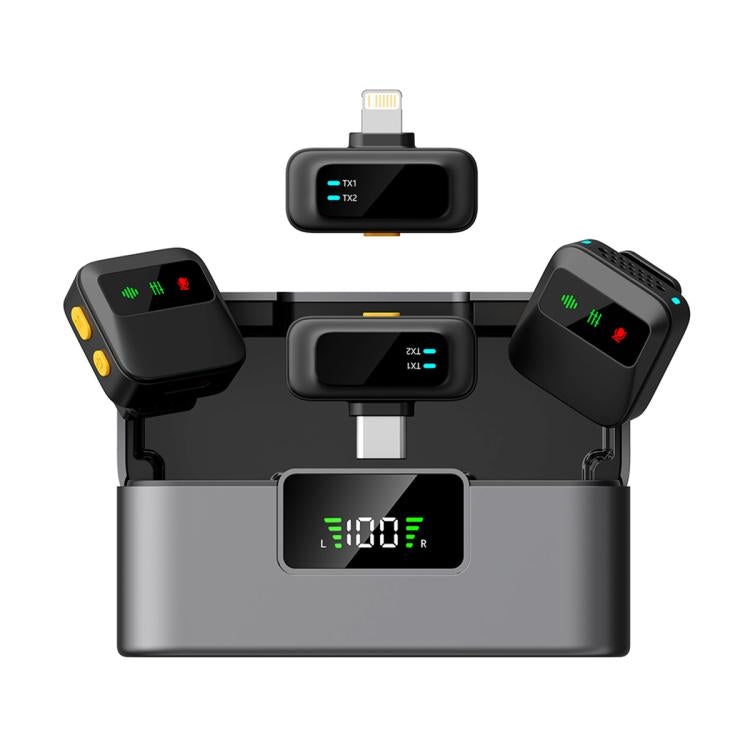 Q19 Wireless Lavalier Noise Reduction Microphone with Monitoring Function, Type-C, 8 Pin, U-shaped Interface, Dual Interface